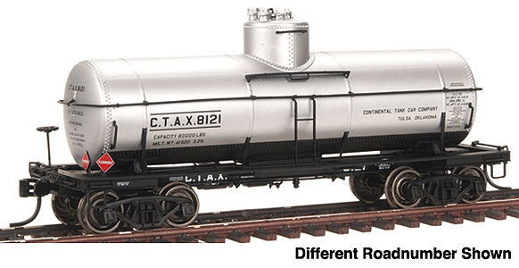 PROTO 2000 Type 21 8,000-Gallon Tank Car w/K Brakes Time-Saver(R) Kit -- Continental Oil Co. CTAX 8029 (gray tank, black frame, black lettering)