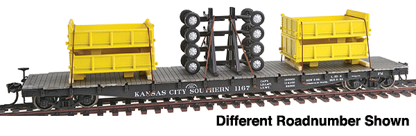 PROTO 2000 AAR 53'6" Flatcar w/Load - Time-Saver(R) Kit -- Kansas City Southern #1053 (black, white Roman lettering) Wagon Boxes & Fram