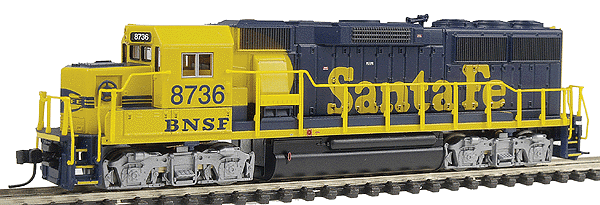 Proto N Hobby Quality Diesel EMD GP60 Powered - Assembled -- Burlington Northern Santa Fe #8736 (ATSF Yellow Bonnet)