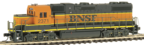 PROTO N Diesel EMD GP38-2 w/88" Low Nose - Powered -- Burlington Northern Santa Fe #2371 (orange, green)