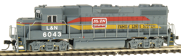 PROTO N Diesel EMD GP38-2 w/88" Low Nose - Powered -- Louisville & Nashville #6043 Family Lines (gray)
