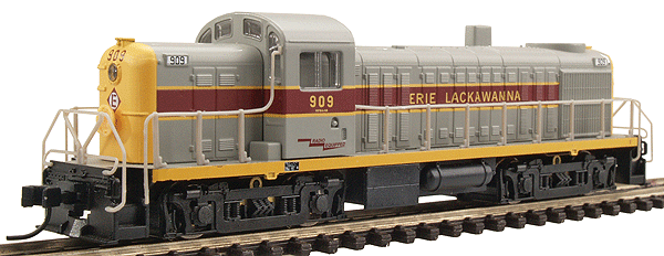 PROTO N Diesel Alco RS-2 Powered -- Erie-Lackawanna #909 (gray, maroon, yellow stripe)