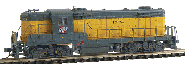 Proto N Diesel GP18 No Dynamic Brakes - Powered - Assembled -- Chicago & North Western(TM) #1774 (green, yellow, no stripes)