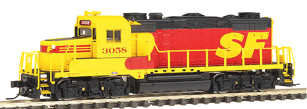 Diesel EMD GP20 - Powered -- Santa Fe #3058 ("Kodachrome" red, yellow & black)