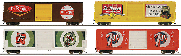 PROTO 1000 Collectible Car 4-Packs -- Two Each 7 UP & Dr Pepper Cars w/Full-Color Graphics