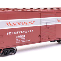 Pennsylvania Railroad Merchandise Service Freight Train -- Pennsylvania Railroad (Set #3; 12 40' Rebuilt x29B Boxcars, N6B Caboose)