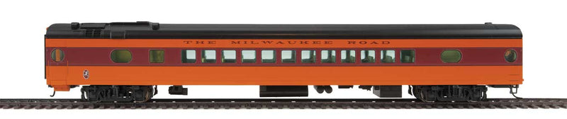 85' Milwaukee Road 52-Seat Coach 498 Series - Ready to Run -- Twin Cities Hiawatha - Milwaukee Road (orange, maroon, black; Decals)