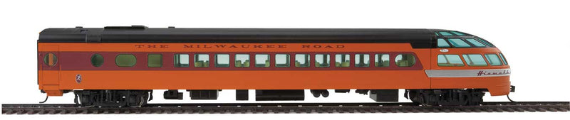 85' Milwaukee Road Skytop Lounge Rapids Series - Ready to Run -- Twin Cities Hiawatha - Milwaukee Road (orange, maroon, black; Decals)