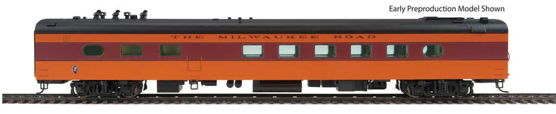 85' Milwaukee Road 48-Seat Diner - Ready to Run -- Twin Cities Hiawatha - Milwaukee Road #121 (orange, maroon, black)