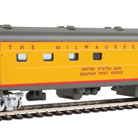 63' Milwaukee Road Railway Post Office - Ready to Run -- Twin Cities Hiawatha - Milwaukee Road #2153 (yellow, gray, red)