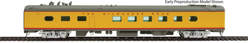 85' Milwaukee Road 48-Seat Diner - Ready to Run -- Twin Cities Hiawatha - Milwaukee Road #123 (yellow, gray, red)-1