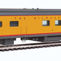 85' Milwaukee Road 48-Seat Diner - Ready to Run -- Twin Cities Hiawatha - Milwaukee Road #123 (yellow, gray, red)