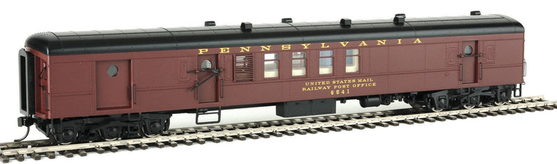 1960s Broadway Limited 70' PRR BM70n RPO-Baggage Deluxe 2 - RTR -- Pennsylvania Railroad #6541 (tuscan, black; Dulux 2)-1