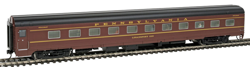 1960s Broadway Limited 85' Budd 21-Roomette Sleeper Deluxe 2 - RTR -- Pennsylvania Railroad Logansport Inn (tuscan, black, dulux)-1