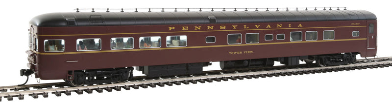 1960s Broadway Limited 85' P-S Bedroom-Buffet-Lounge-Observation Deluxe 2 RTR -- Pennsylvania Railroad Tower View w/Large Tail Sign (tuscan, black, dulux)-1