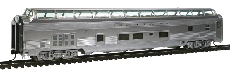 85' Budd Big Dome Bar Lounge Dorm - Standard - San Francisco Chief -- Santa Fe #550-555 (real metal Finish)