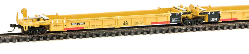 Thrall 5-Unit Articulated 48' Well Car - Ready to Run -- Trailer-Train DTTX #72890 (yellow, black; Maroon 2010s Logo)-1