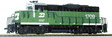 EMD GP9M - Standard DC -- Burlington Northern #1709 (green, white)-1