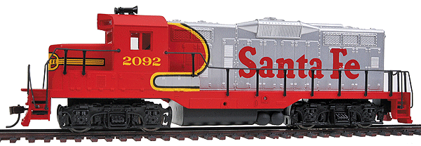 EMD GP9M - Standard DC -- Santa Fe #2092 (Warbonnet; red, silver)-1