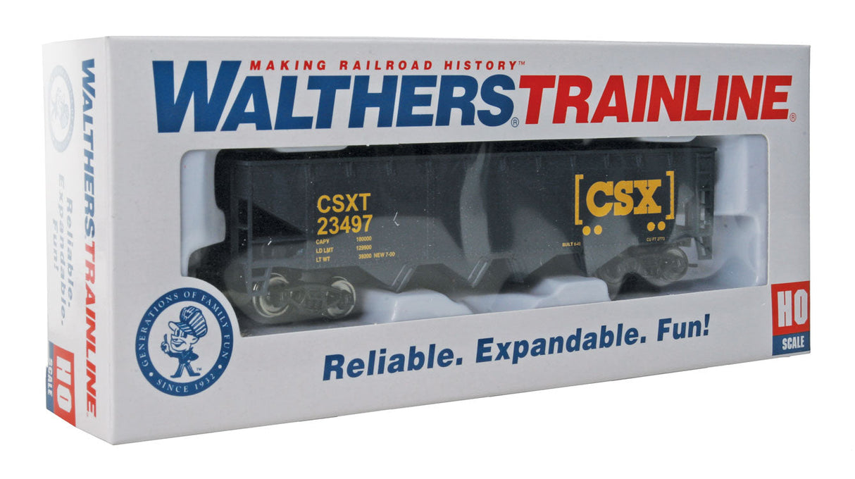 Offset Hopper - Ready to Run -- CSX Transportation (blue, yellow; Boxcar Logo)-6