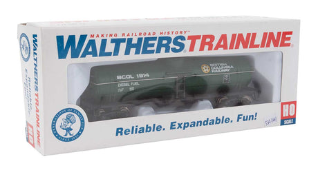 Tank Car - Ready To Run -- British Columbia Railway (green, yellow, white; Dogwood Logo)-5