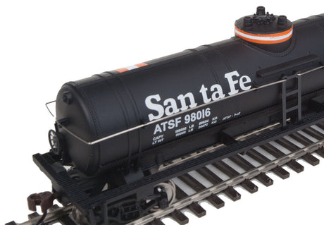 Tank Car - Ready to Run -- Atchison, Topeka & Santa Fe #98016 (black, Orange & White Stripes)-3