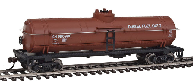 Tank Car - Ready to Run -- Canadian National (Boxcar Red, Diesel Fuel Service)-1