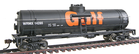 40' Tank Car - Ready to Run -- Gulf Oil Company (black, orange; Billboard Lettering)-1