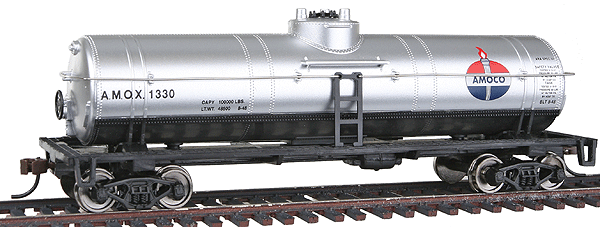 40' Tank Car - Ready to Run -- Amoco Oil (silver, red, white, blue)