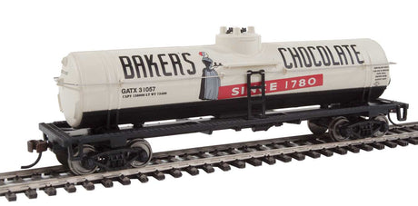 40' Tank Car - Ready to Run -- Baker's Chocolate GATX #31057 (white, black, red)-2