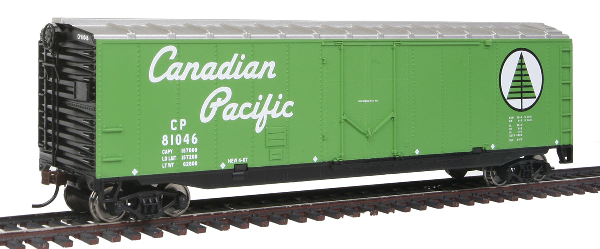 50' Plug-Door Boxcar - Ready to Run -- Canadian Pacific (green; Newsprint Service Logo, Script Lettering)-2