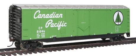 50' Plug-Door Boxcar - Ready to Run -- Canadian Pacific (green; Newsprint Service Logo, Script Lettering)-2