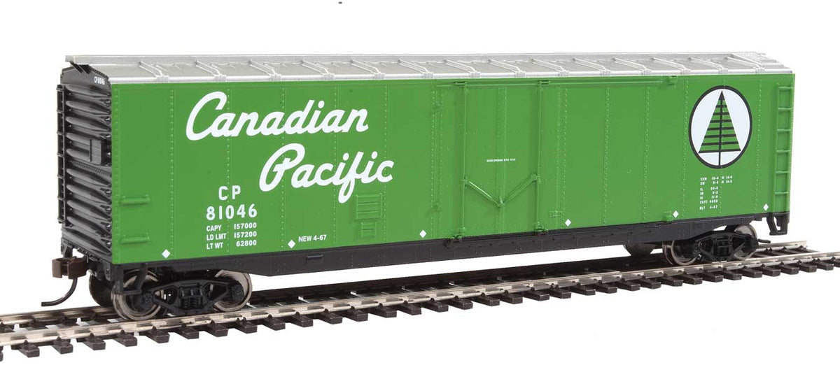 50' Plug-Door Boxcar - Ready to Run -- Canadian Pacific (green; Newsprint Service Logo, Script Lettering)-3
