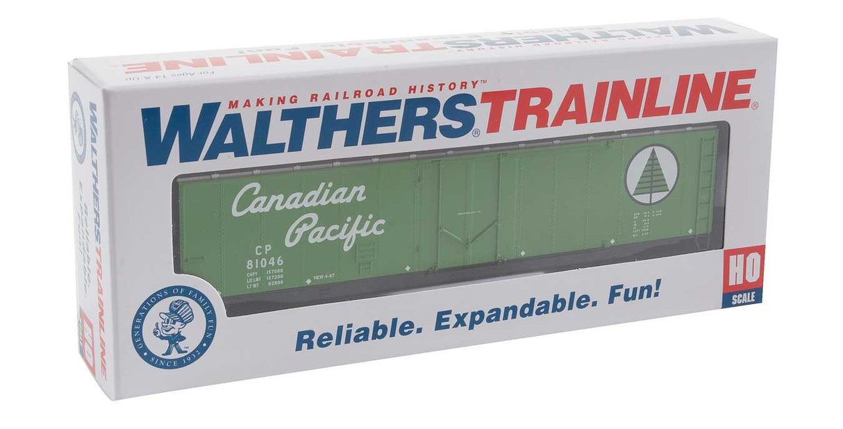 50' Plug-Door Boxcar - Ready to Run -- Canadian Pacific (green; Newsprint Service Logo, Script Lettering)-8