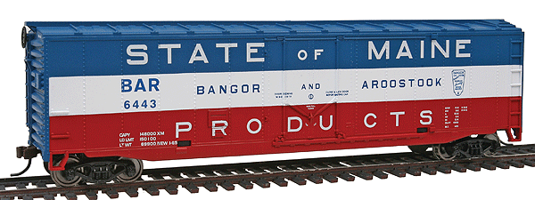 50' Plug-Door Boxcar - Ready to Run -- Bangor & Aroostook (red, white, blue; "State of Maine" Slogan)