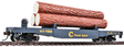 Log Dump Car with 3 Logs - Ready to Run -- Chessie-Baltimore & Ohio 9300 (blue, yellow)