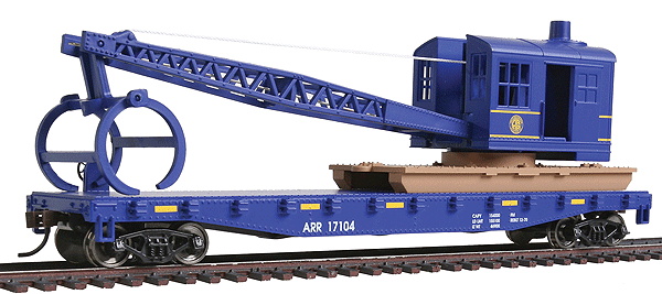 Flatcar with Logging Crane - Ready to Run -- Alaska Railroad (blue)-1