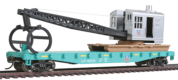 Flatcar with Logging Crane - Ready to Run -- Union Pacific(R) (green, black)
