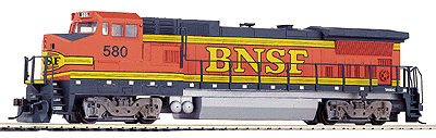 Trainline(R) Diesel GE-8 40B Powered/Ready-to-Run -- BNSF #580 "Premium Heritage" (orange, green scheme) Wide Cab Limited Run