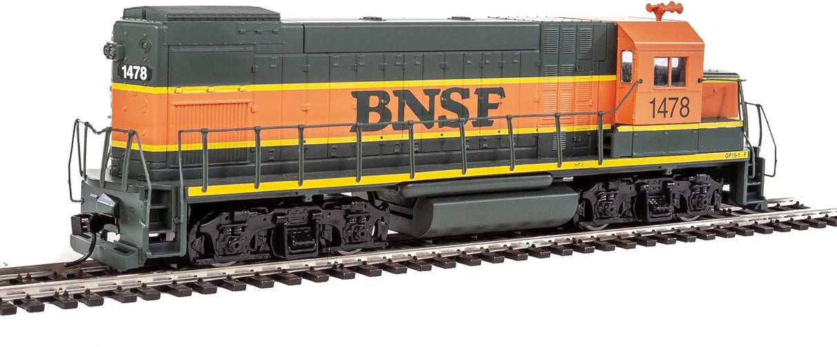 EMD GP15-1 - Standard DC -- Burlington Northern Santa Fe (green, orange, yellow)-2