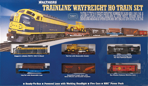 Trainline(R) Wayfreight Diesel Freight Set w/Atlas Code 100 Nickel Silver Trk -- ATSF: 36 x 54" Oval, PROTO 1000 F3A Diesel, MRC Power Pack, 4 Cars, Caboose