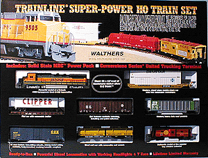 Trainline(R) Super Power Diesel Freight Set -- BNSF Bachmann EZ-Track/NS 36 x 63" GE Dash-8 Loco 6 Cars Caboose Structure