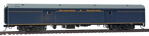 73' Pullman-Standard Streamlined Baggage Car - Ready to Run -- Louisville & Nashville (blue, gray)