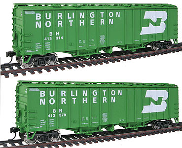 Gold Line(TM) 50' Airslide(R) Covered Hopper Limited-Run 2-Pack Assembled -- Burlington Northern #413314 & 413379 (Cascade Green)