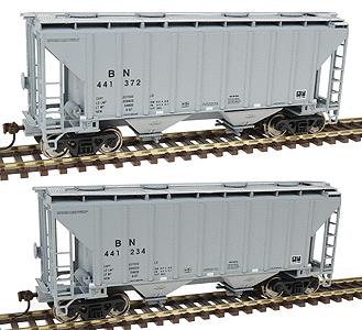 Gold Line(TM) Trinity 2-Bay Cement Hopper - Assembled Limited-Run 2-Pack -- Burlington Northern