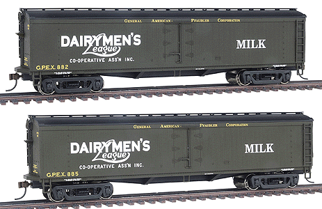 General American-Pfaudler 53' Wood Milk Tank Car; Asembled 2-Pack Limited-Run -- Dairymen's League