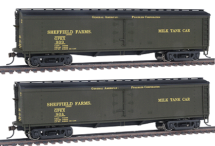 General American-Pfaudler 53' Wood Milk Tank Car; Asembled 2-Pack Limited-Run -- Sheffield Farms