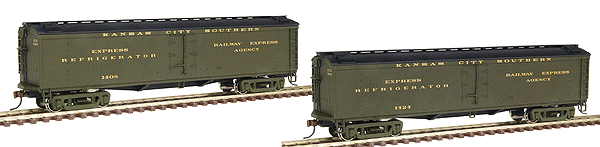 50' GACX Wood Express Reefer w/GSC Trucks - Assembled, Limited-Run 2-Packs -- Kansas City Southern