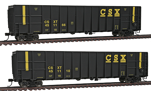 61' Gunderson Wood Chip Gondola 2-Pack - Ready to Run -- CSX #451110, #451166 (black, yellow)