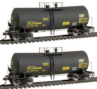 Gold Line(TM) 16,000-Gallon Funnel Flow Tank Car Ready to Run 2-Pack -- UTLX (Potassium Chloride)